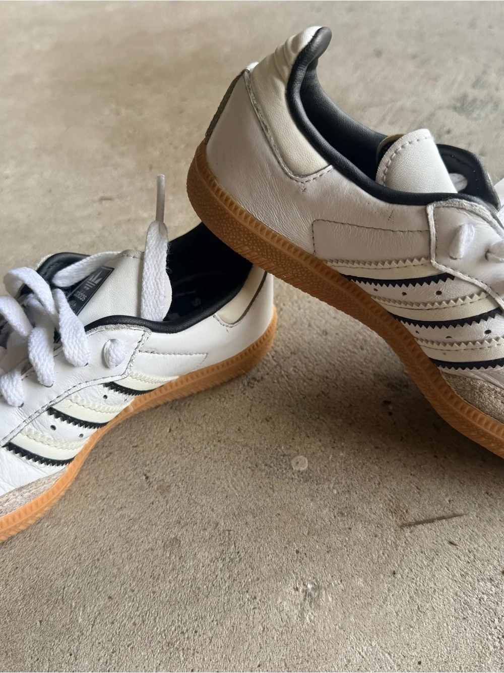 adidas Kids White & Black Classic Sneakers with Gum Sole